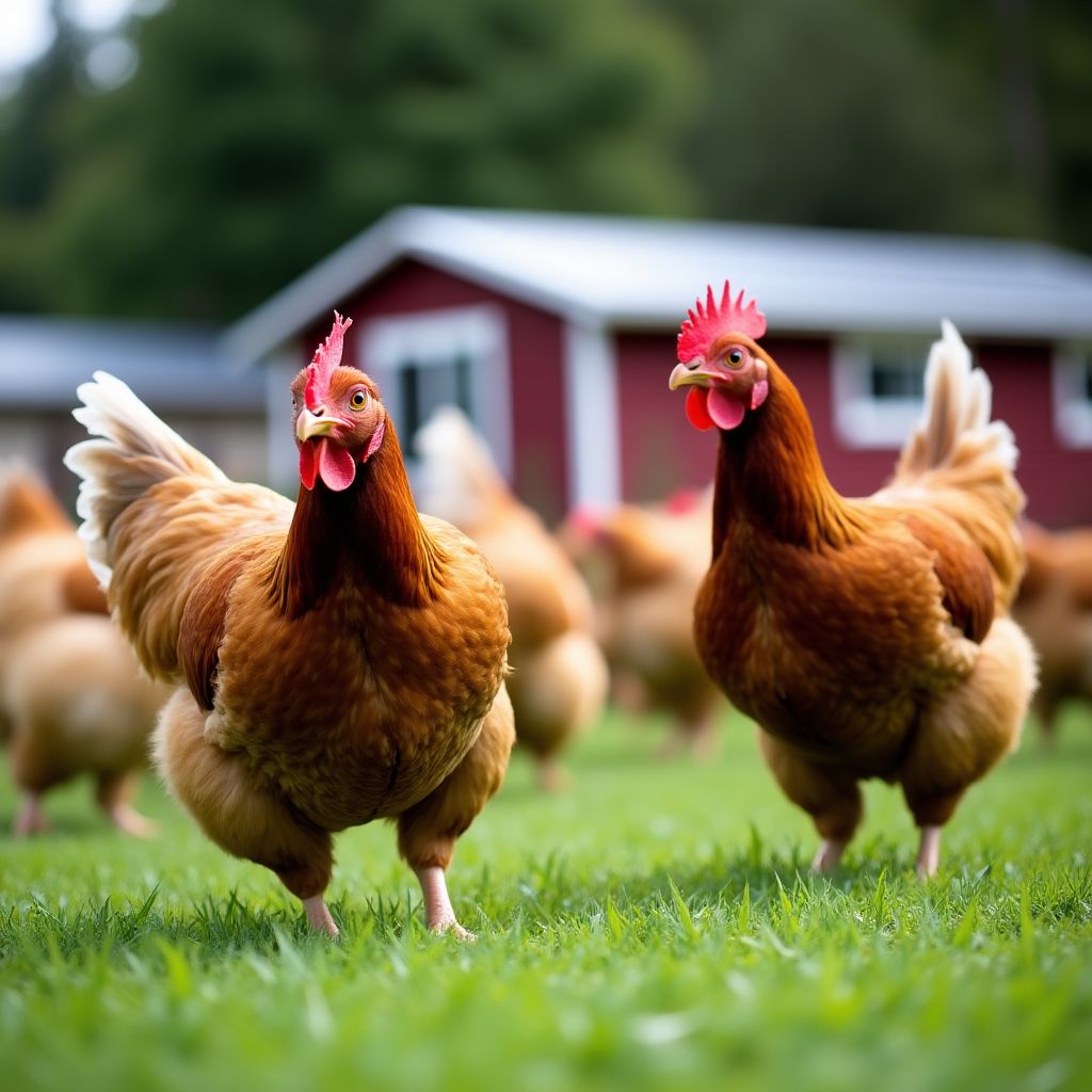 Free-range chickens on pasture